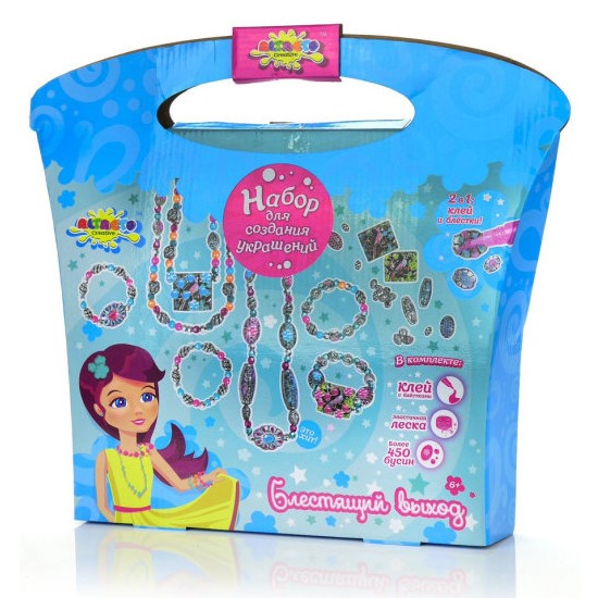 Набор для создания украшений Altacto Creative "Блестящий выход" (сумочка, 450 бусин, леска, клей)