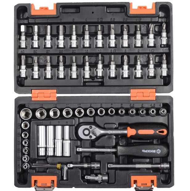 Набор инструментов, 1/4" , CrV, в кейсе 57 предм ВИХРЬ 73/6/7/2