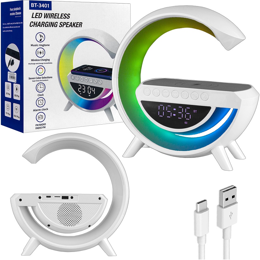 Беспроводная RGB смарт колонка-лампа BT-3401 белый