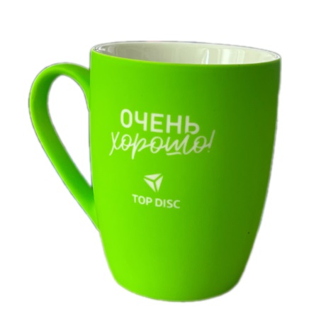 Кружка керамическая TOP DISC "софт тач" с гравировкой (зеленая)