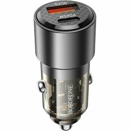 Авто ЗУ 1USB/1Type-C BOROFONE BZ20, черный, Smart, PD, QC