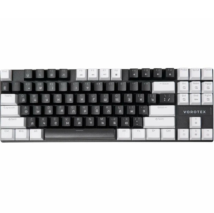 Клавиатура VOROTEX K87S Red Switch, Чёрный,белый