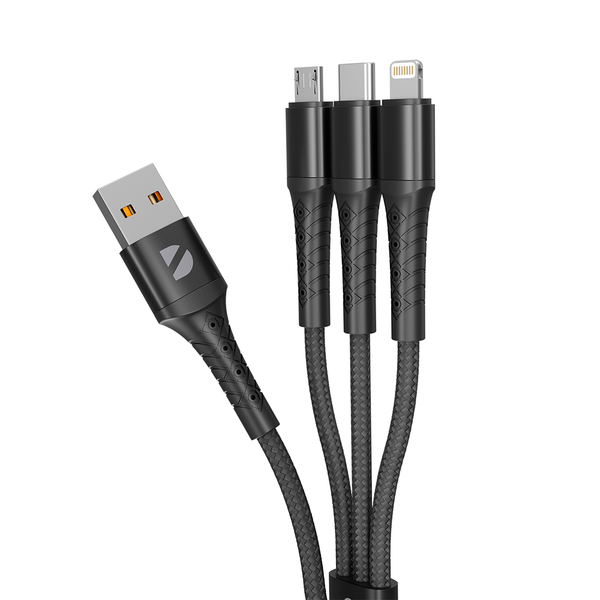 Кабель USB <--> microUSB/Type-C/Ligthning  1.2м DEPPA Armor черный (72514)
