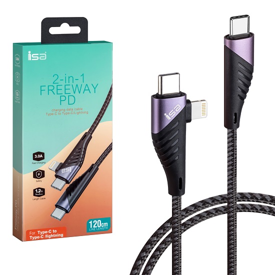 Кабель Type-C <--> Type-C/Lightning  1.2м ISA U95 Freeway