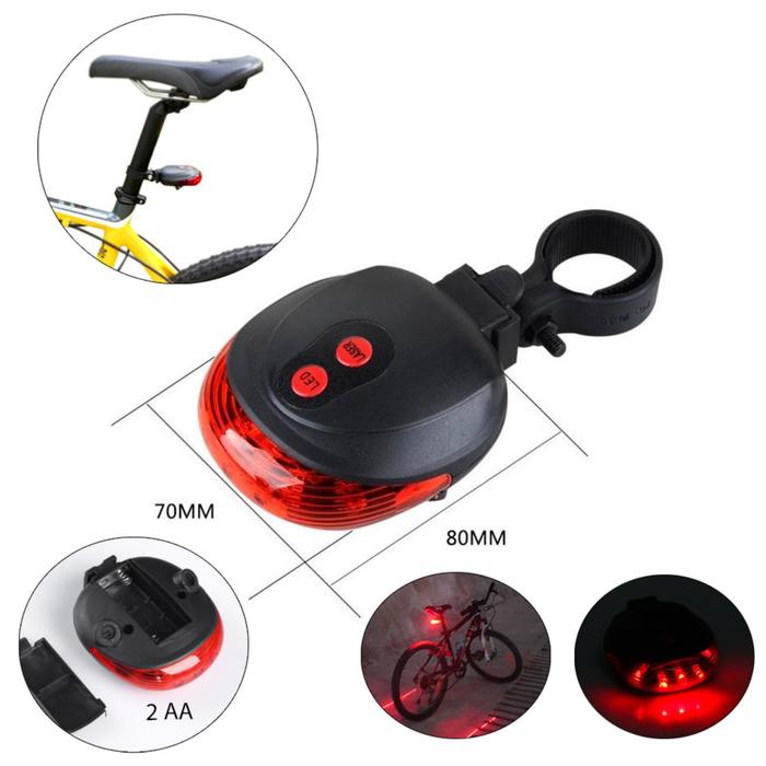 Фонарь-лазер велосипедный "Мастер К", 2 ААА, 4 режима, 7 х 3.5 х 7.5 см 4738142