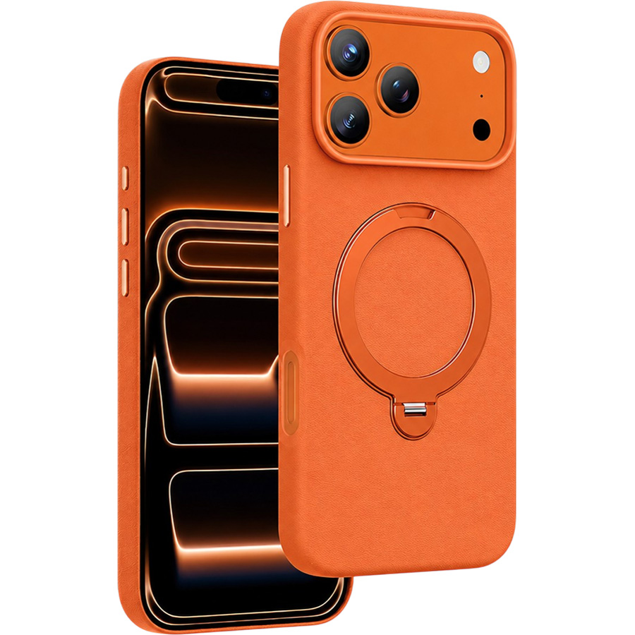 Задняя накладка KEEPHONE MEHOLD MAGSAFE LEATHER CASE WITH RING HOLDER для iPhone 17 PRO MAX, ORANGE