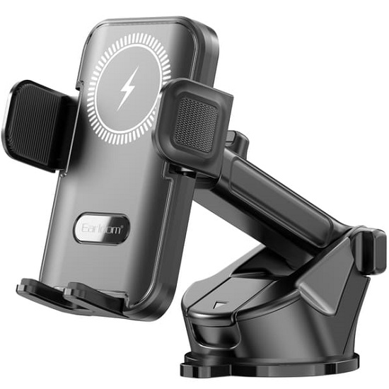 Автомобильный держатель EARLDOM WC53 раздвижной с беспроводной зарядкой, черный
