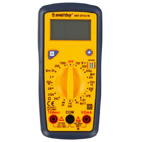 Мультиметр SMARTBUY DT321B, противоуд., многофункц., в комплекте щупы, эл. питания (1)