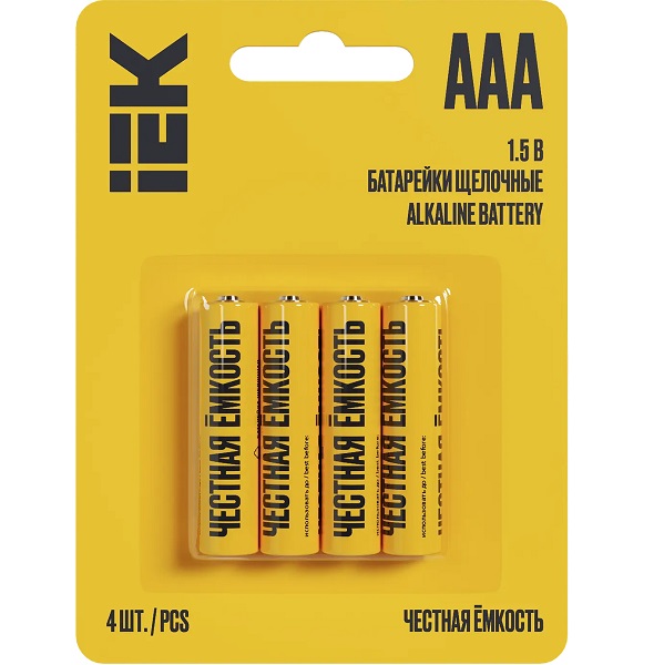 Элемент питания IEK LR03 Alkaline Optima BL-4 (4/48/576)