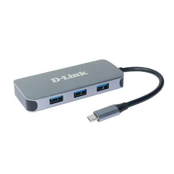 USB-Хаб D-Link DUB-2335/A1A с разъемом USB Type-C, 3 портами USB 3.0, 1 портом USB Type-C/PD 3.0, 1 портом HDMI и 1 портом Gigabit Ethernet