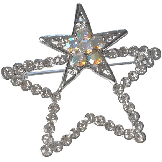 Брошь новогодняя "Предсказание" звёзды, цвет белый в серебре