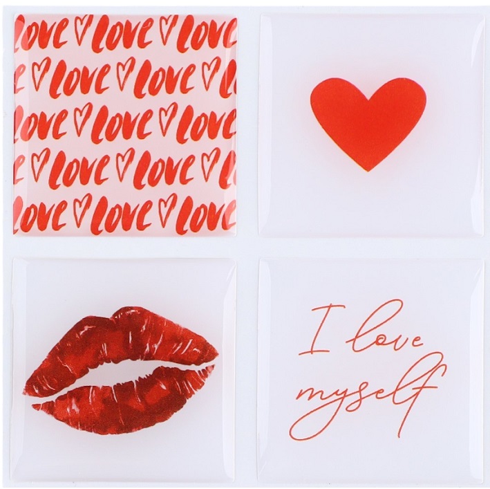 Объёмные 3D стикеры на телефон «Любовь», 4 шт, 3 х 3 см