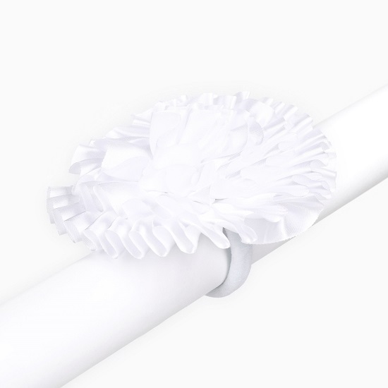 Бант для волос на резинке школьный, белый, 11 см, Кошечка Мари