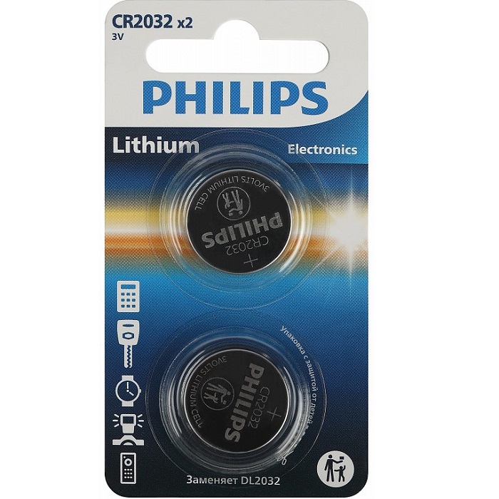 Элемент питания PHILIPS CR2032 BL-2