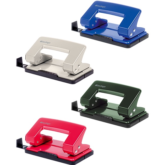 Дырокол на 10л металл.  "Universal" металлический, ассорти, с линейкой Berlingo DDm_10019