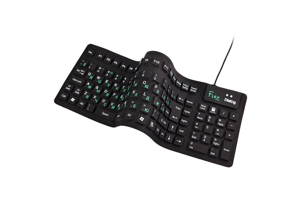 Клавиатура DIALOG KFX-03U Flex черная,  USB, Силиконовая