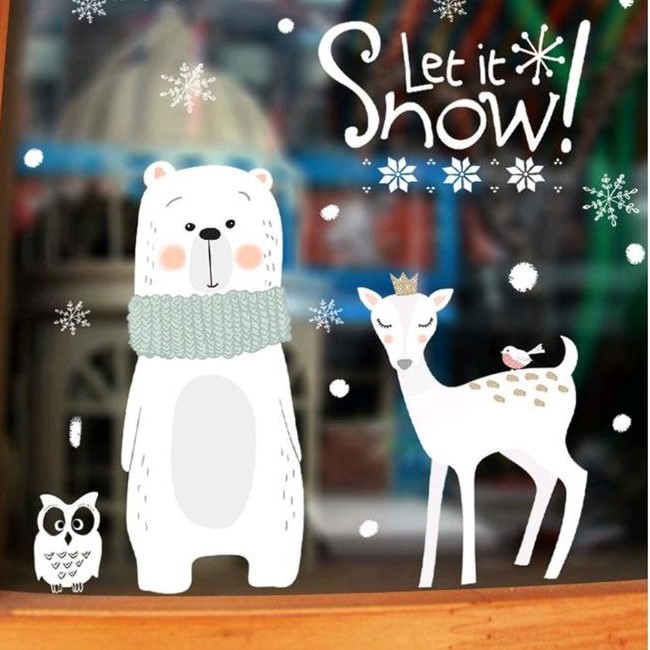 Наклейка пластик интерьерная "Мишка и оленёнок" 60х90 см   5067759