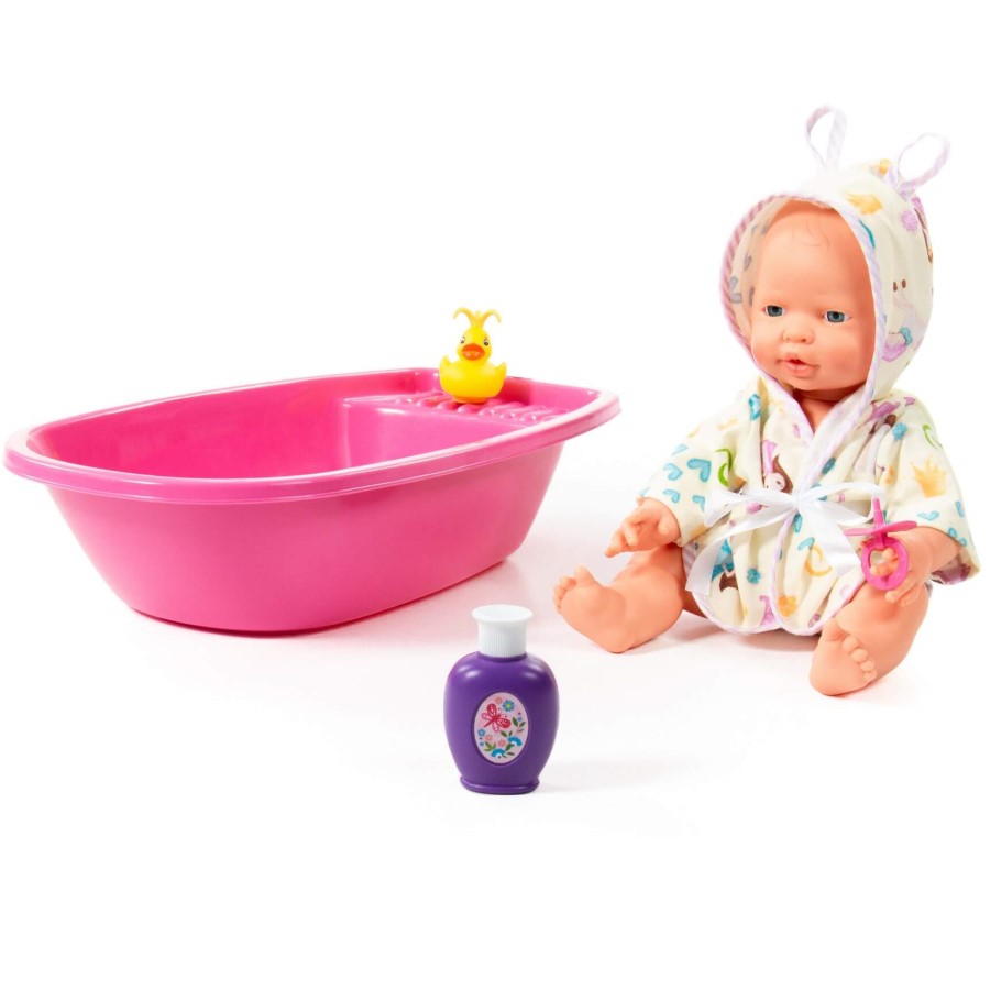 Пупс ПОЛЕСЬЕ "Весёлый" (35 см) с соской + ванночка и набор для купания 2 эл 78575