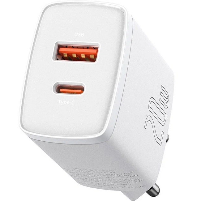 Сетевое ЗУ 1USB/1Type-C BASEUS 20W Compact Quick Charger (CCXJ-B02) белый