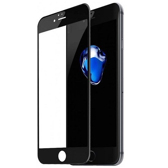 Противоударное стекло 2.5D NONAME для iPhone 7/8, черное, полный клей, в техпаке