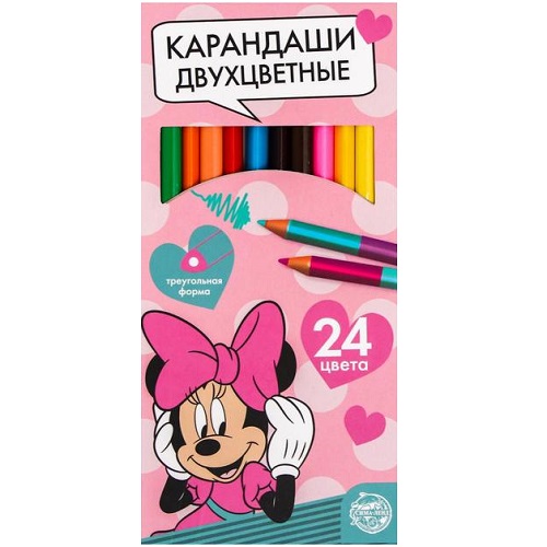 Карандаши цветные 24 цвета, двухсторонние  "Минни", Минни Маус   5012640