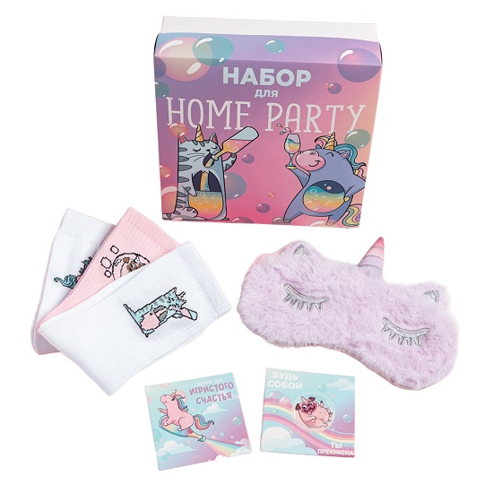 Подарочный набор "Party" маска для сна, носки 3 пары 7696215