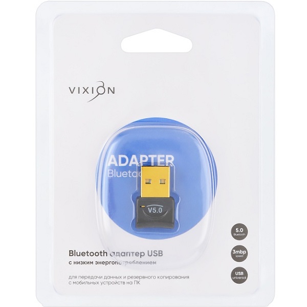 Адаптер-Bluetooth VIXION черный, v5.0, USB3.0