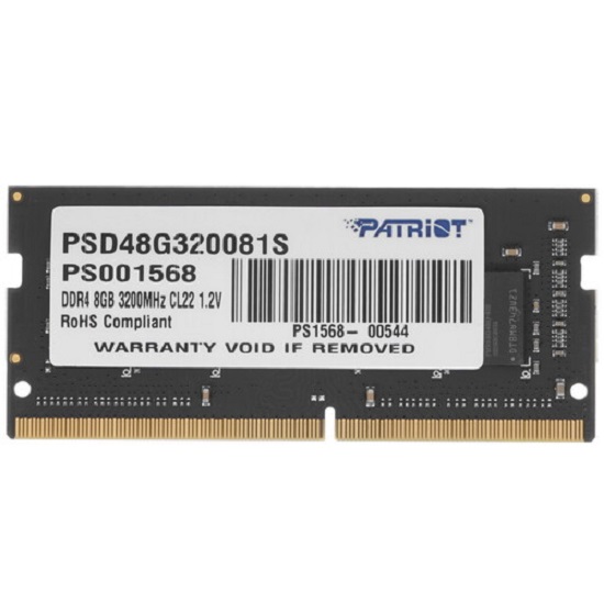 Оперативная память DDR4 8Gb Patriot 3200Mhz PC25600, SO-DIMM Signature (PSD48G320081S) (retail)