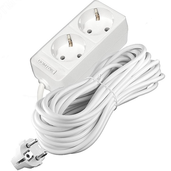 Сетевой удлинитель 10.0м DOMTOK 2гн.,ПВС 3*1  3,5кВт с/з