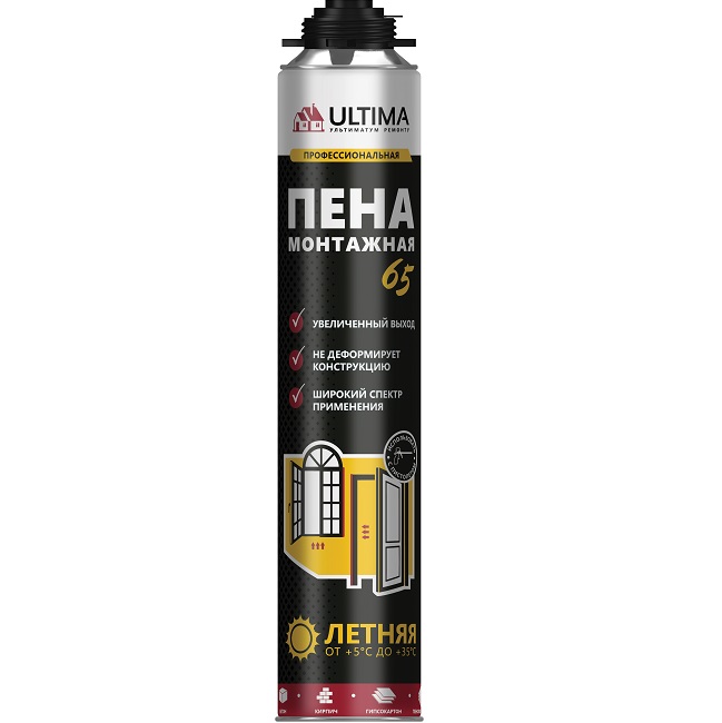 Пена монтажная ULTIMA PRO 65, проф.ЛЕТО 820мл
