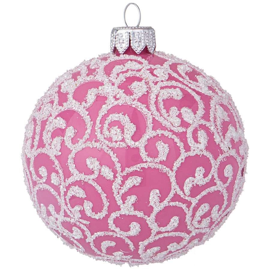 Шар "Вьюнок-веточка морозная" (розовый), 85мм, в подарочной упаковке КУ-85-18470/3