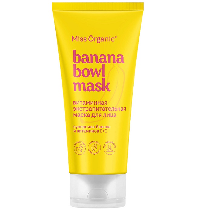 Маска для лица витаминная Bananа bowl mask, экстрапитательная, 50 мл, Miss Organic