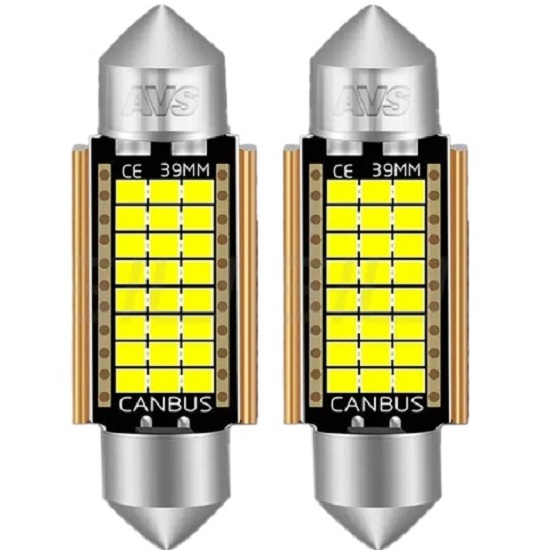 Лампа светодиодная AVS SV046 T11/белый/ (SV8,5) CANBUS 24 SMD 2016 39мм 12V., блистер 2 шт