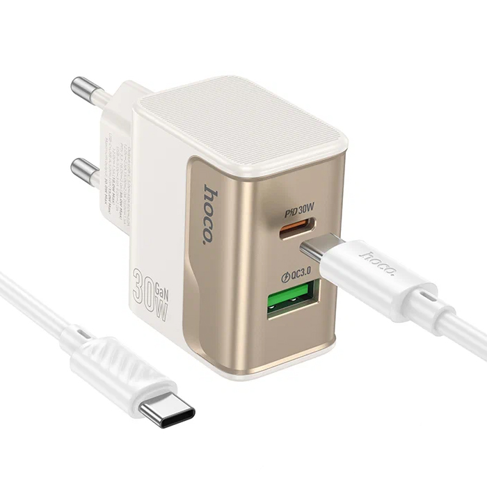 Сетевое ЗУ 1USB/1Type-C HOCO CS71A Star Speed White, Type-C-Type-C