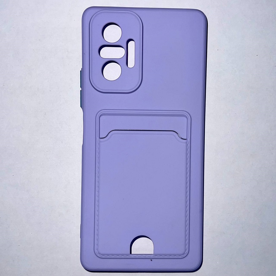 Силиконовый чехол BUTTON для Xiaomi Redmi NOTE 10 PRO (2021) лиловый , с карманом для пластик карт
