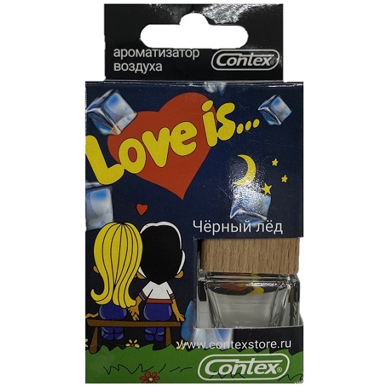 Ароматизатор CONTEX LOVE IS Черный лед стеклянный бочонок