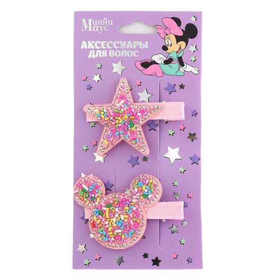 Заколка для волос с блестками, 2 шт., 5.5 см, звезда, Минни Маус 10048305