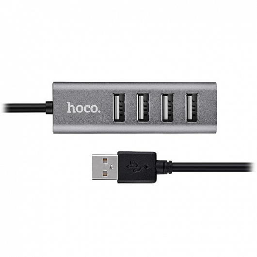 USB-Хаб HOCO HB1 4 порта 1 USB, серый