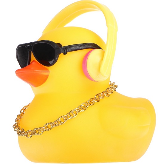 Утка с наушниками, цвет жёлтый, в очках