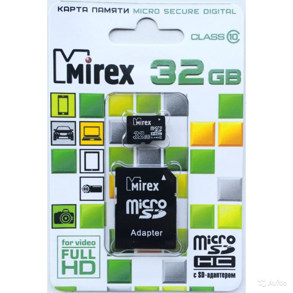 Micro SD 32GB Mirex Class 10 c адаптером