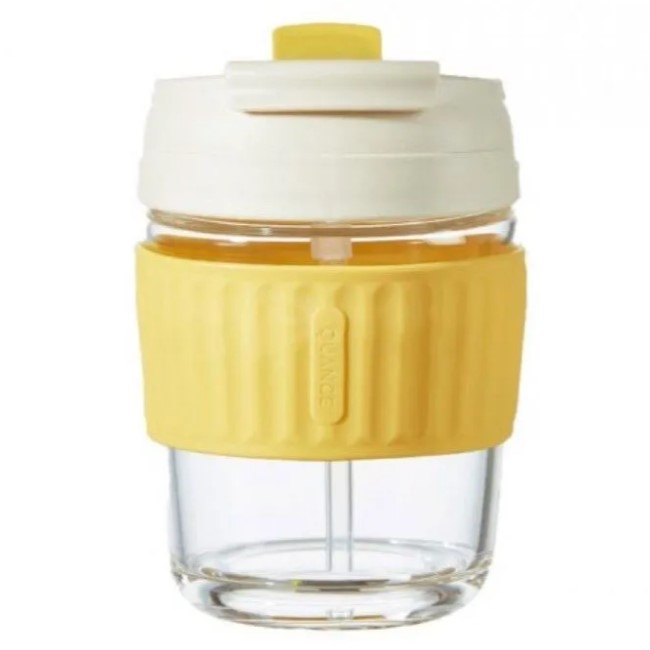 Стеклянная кофейная чашка Quange KF200 Yellow, 380ml