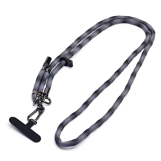 Шнурок текстильный на шею регулируемый (black/white)