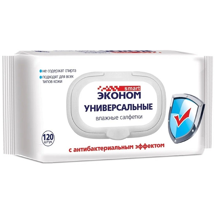 Салфетки SMART Эконом универсальные с пластиковым клапаном 120шт.