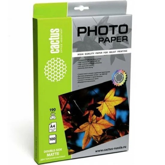 Фотобумага CACTUS CS-MA4190100DS, A4, 190г/м2, 100 листов