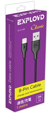 Кабель USB <--> Lightning  1.0м EXPLOYD EX-K-482 Classic чёрный