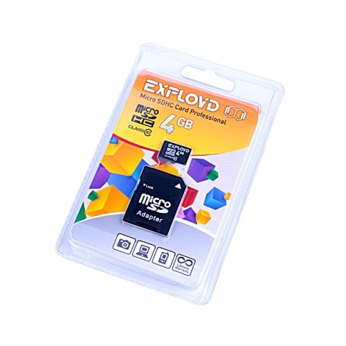 Micro SD  4Gb Exployd Class 10 с адаптером SD
