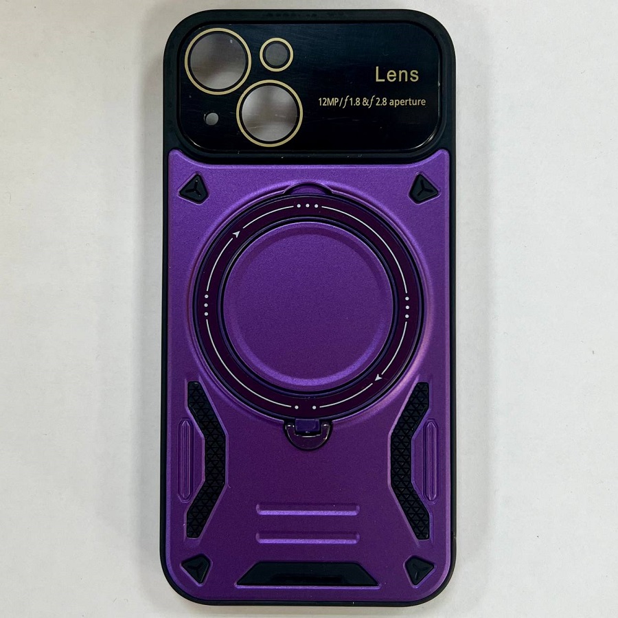 Силиконовый чехол BRISTOL Magsafe для iPhone 15 фиолетовый , защита камеры, кольцо-подставка