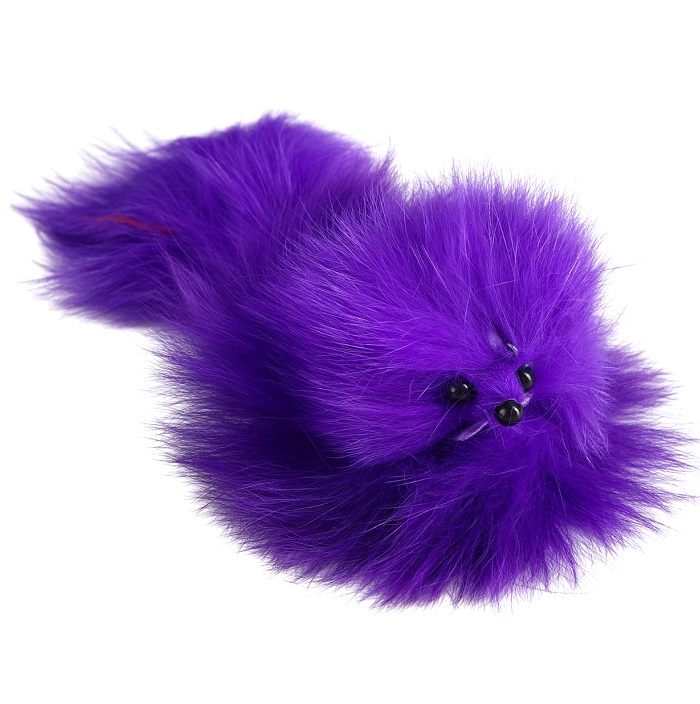 Мышь из натурального меха, до 11 см с хвостом, фиолетовая