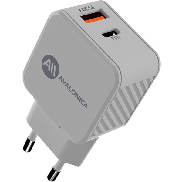 Сетевое ЗУ 1USB/1Type-C 3A AVA AVA-WCH-008, белое, 20Вт