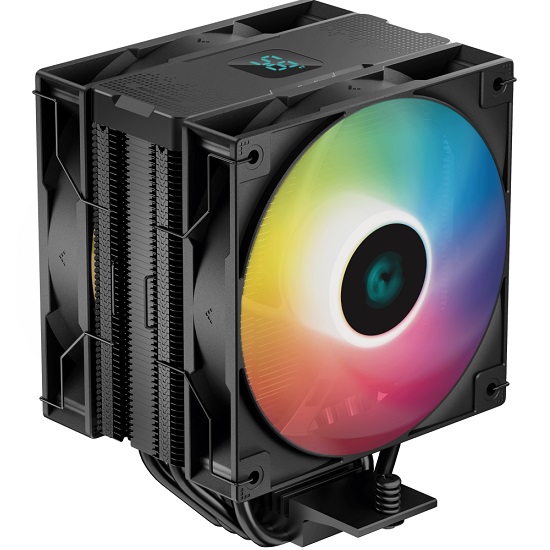 Кулер для процессора DEEPCOOL AG400 DIGITAL PLUS LGA1700/1200/115X/AM5/AM4 (9шт/кор, TDP 220W, PWM, DUAL ARGB Fan 120mm, 4 тепл. трубки, черный) RET